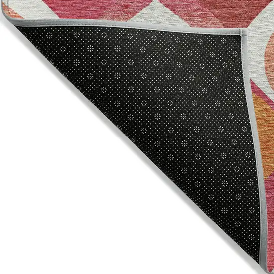 Pink Mauve And Orange Ogee Washable Indoor Outdoor Area Rug Photo 2