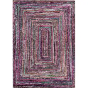 Photo of Pink Mauve And Teal Blue Geometric Washable Indoor Outdoor Area Rug