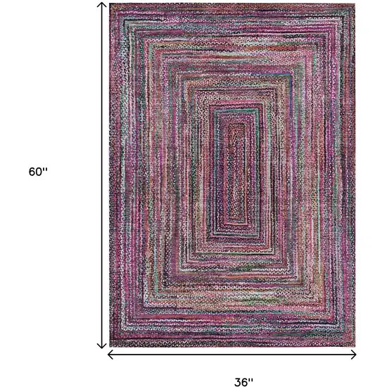 Pink Mauve And Teal Blue Geometric Washable Indoor Outdoor Area Rug Photo 7