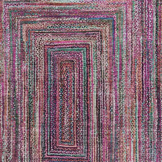 Pink Mauve And Teal Blue Geometric Washable Indoor Outdoor Area Rug Photo 5