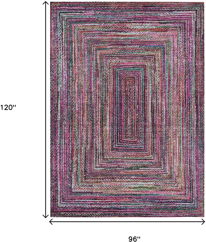 Pink Mauve And Teal Blue Geometric Washable Indoor Outdoor Area Rug Photo 8