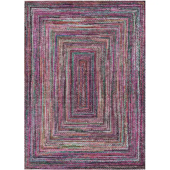 Pink Mauve And Teal Blue Geometric Washable Indoor Outdoor Area Rug Photo 6