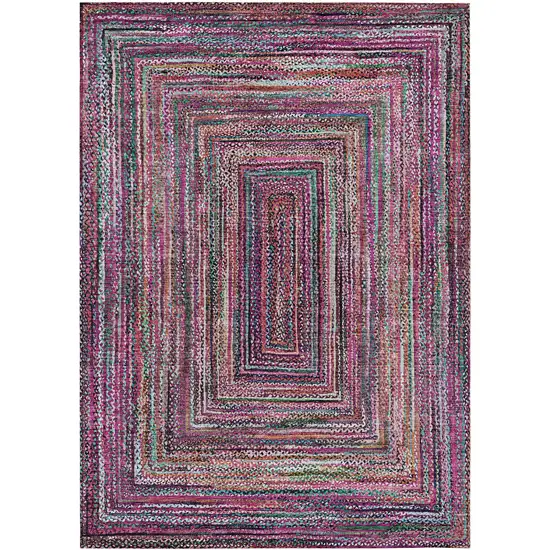 Pink Mauve And Teal Blue Geometric Washable Indoor Outdoor Area Rug Photo 1
