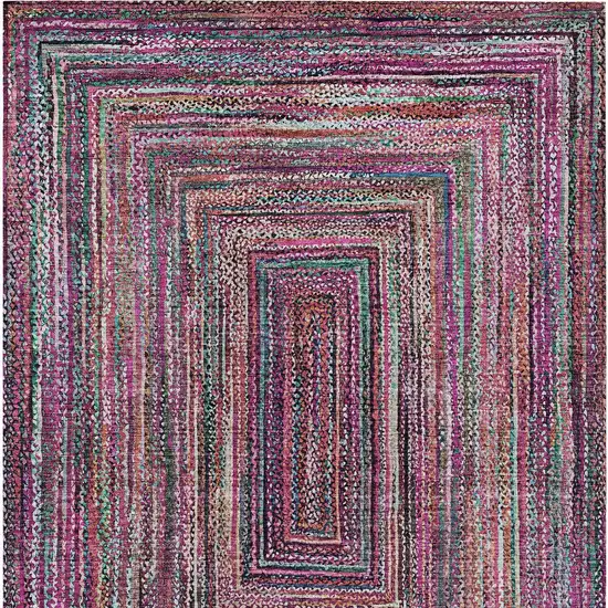 Pink Mauve And Teal Blue Geometric Washable Indoor Outdoor Area Rug Photo 5