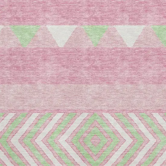 Pink Mint Green And Ivory Southwestern Washable Area Rug With UV Protection Photo 2