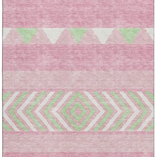 Pink Mint Green And Ivory Southwestern Washable Area Rug With UV Protection Photo 3