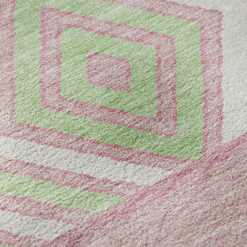 Pink Mint Green And Ivory Southwestern Washable Area Rug With UV Protection Photo 9