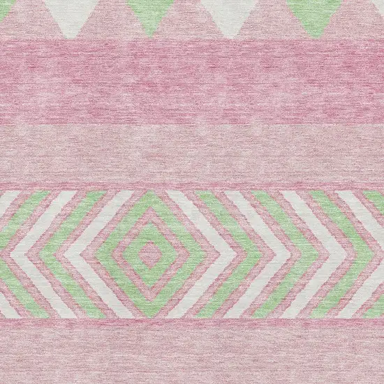 Pink Mint Green And Ivory Southwestern Washable Area Rug With UV Protection Photo 2