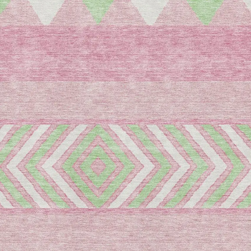 Pink Mint Green And Ivory Southwestern Washable Area Rug With UV Protection Photo 2
