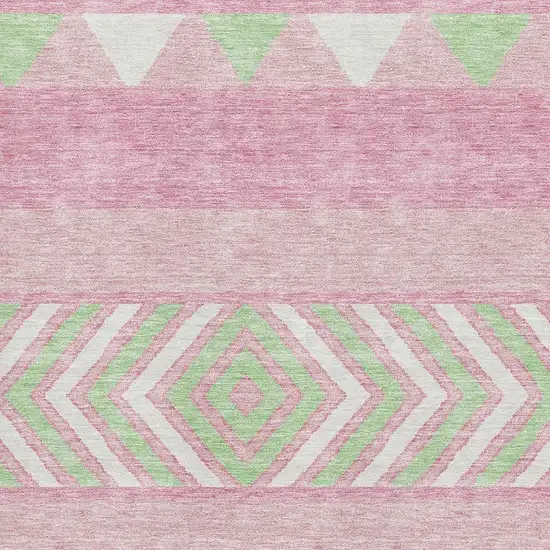 Pink Mint Green And Ivory Southwestern Washable Area Rug With UV Protection Photo 2