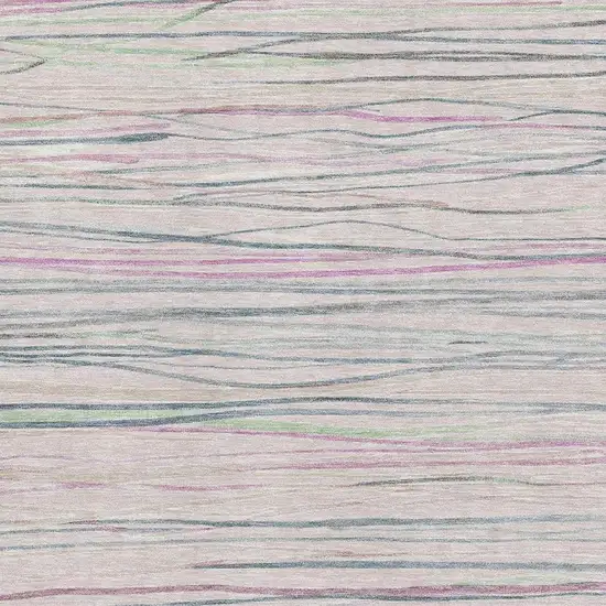 Pink Mint Green And Ivory Striped Washable Area Rug With UV Protection Photo 2