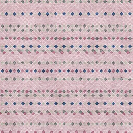 Pink Navy Blue And Gray Striped Washable Area Rug With UV Protection Photo 2