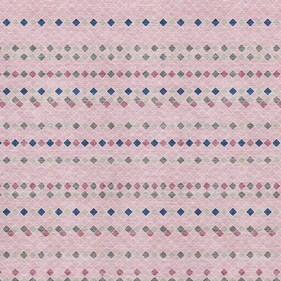 Pink Navy Blue And Gray Striped Washable Area Rug With UV Protection Photo 2