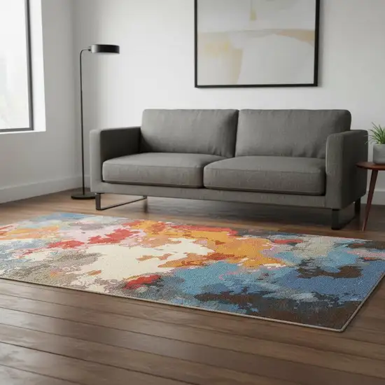 Pink Orange And Blue Abstract Hand Tufted Area Rug Photo 1