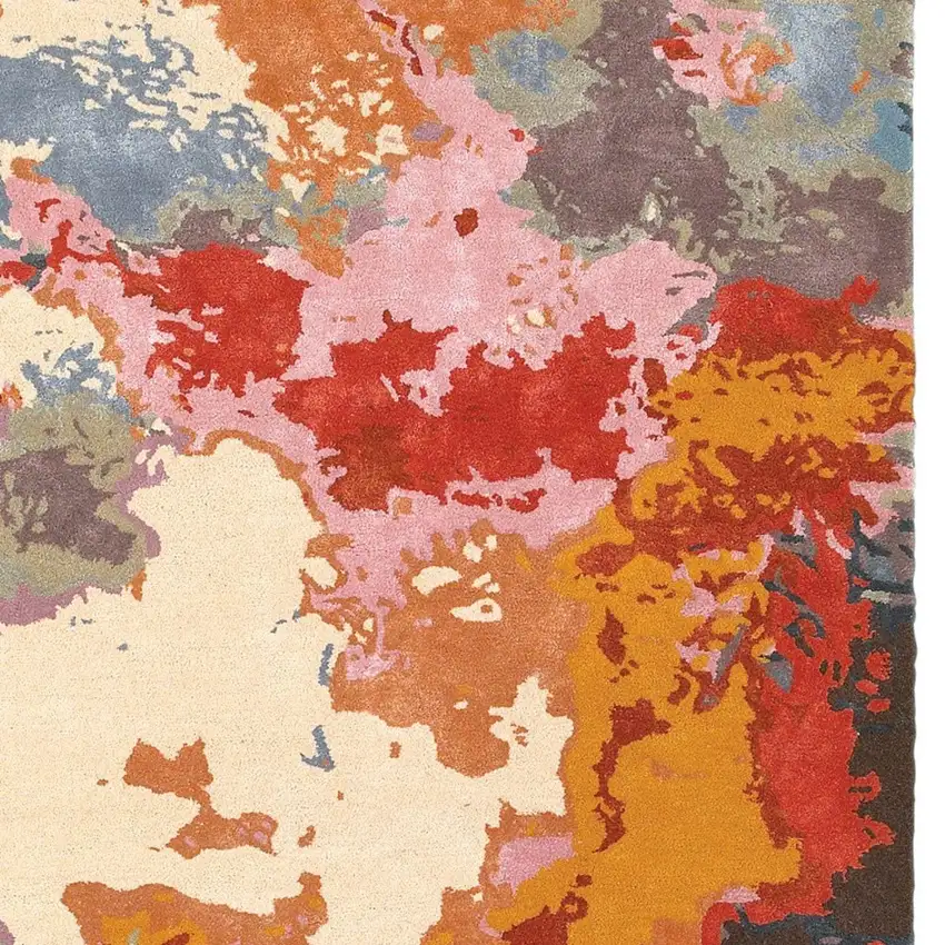 Pink Orange And Blue Abstract Hand Tufted Area Rug Photo 6