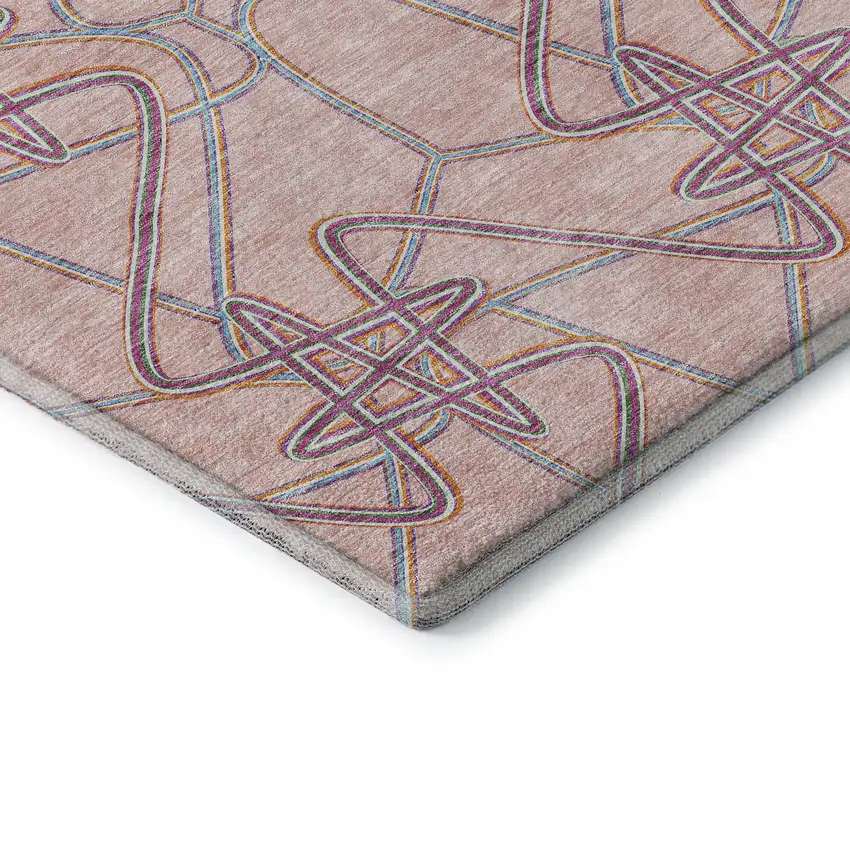 Pink Orange And Blue Geometric Washable Area Rug With UV Protection Photo 7