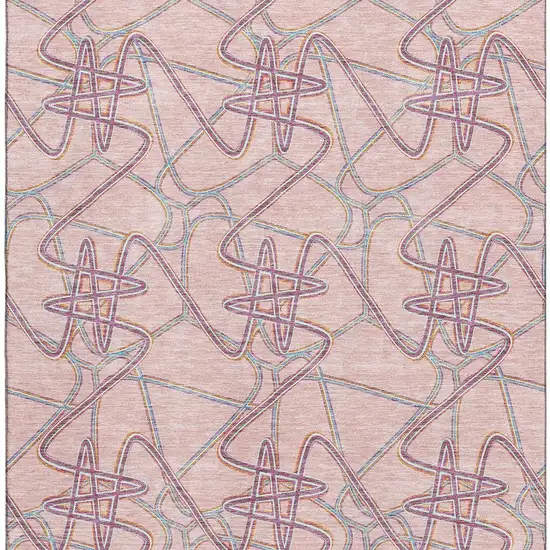 Pink Orange And Blue Geometric Washable Area Rug With UV Protection Photo 3