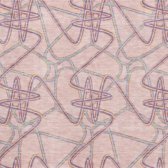 Pink Orange And Blue Geometric Washable Area Rug With UV Protection Photo 2