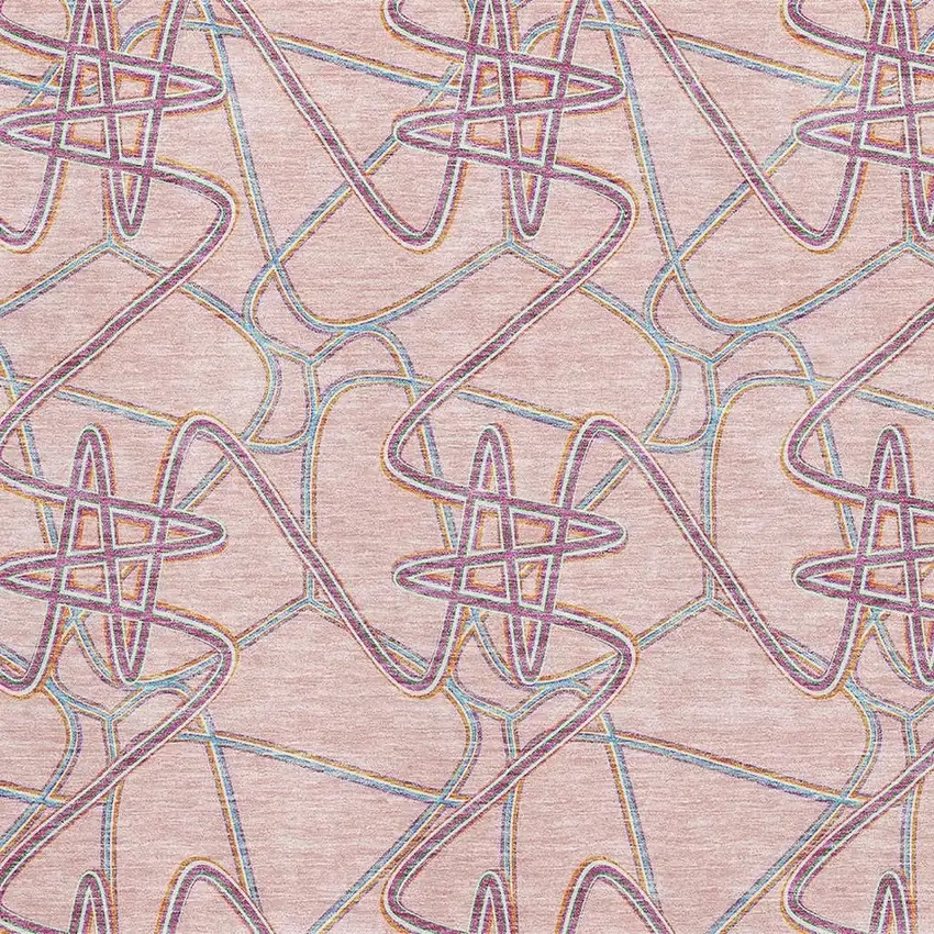 Pink Orange And Blue Geometric Washable Area Rug With UV Protection Photo 2