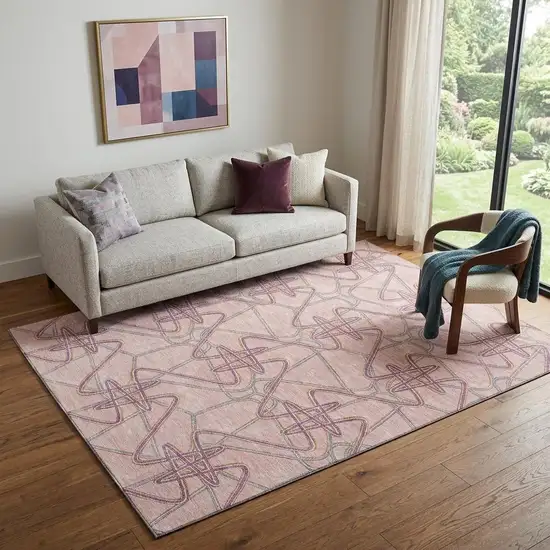 Pink Orange And Blue Geometric Washable Area Rug With UV Protection Photo 1