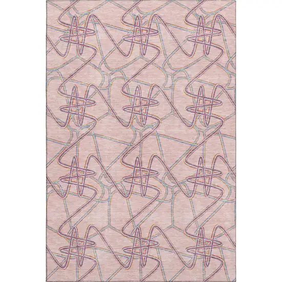 Pink Orange And Blue Geometric Washable Area Rug With UV Protection Photo 1