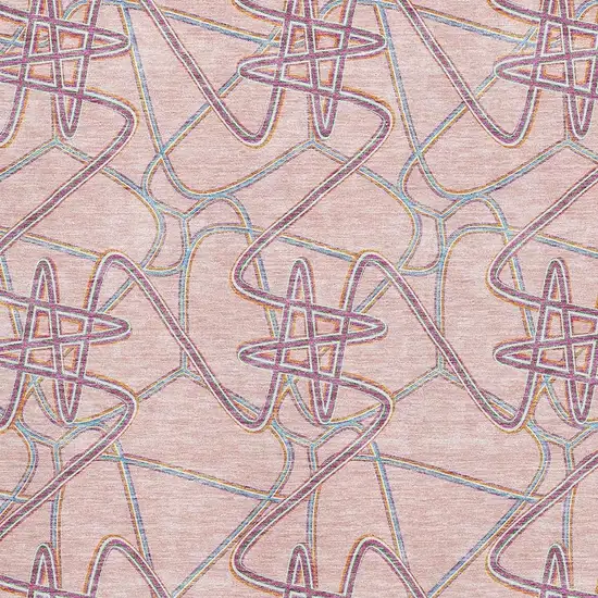 Pink Orange And Blue Geometric Washable Area Rug With UV Protection Photo 2