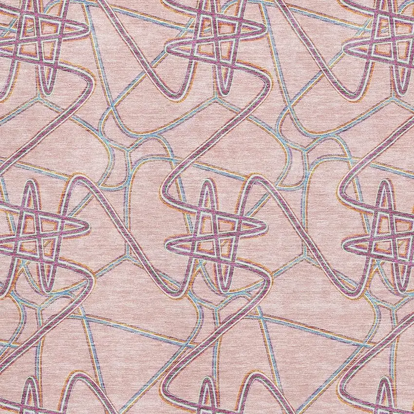 Pink Orange And Blue Geometric Washable Area Rug With UV Protection Photo 2