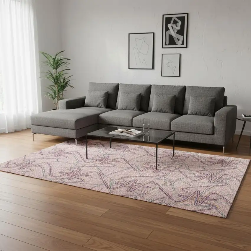 Pink Orange And Blue Geometric Washable Area Rug With UV Protection Photo 2