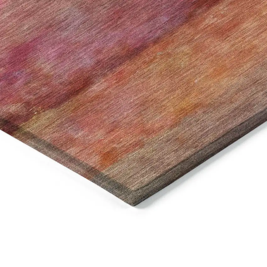 Pink Orange And Gold Abstract Washable Indoor Outdoor Area Rug Photo 5
