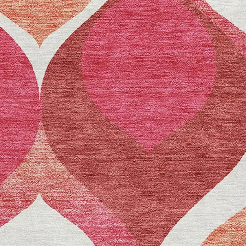Pink Orange And Ivory Ogee Washable Area Rug With UV Protection Photo 3