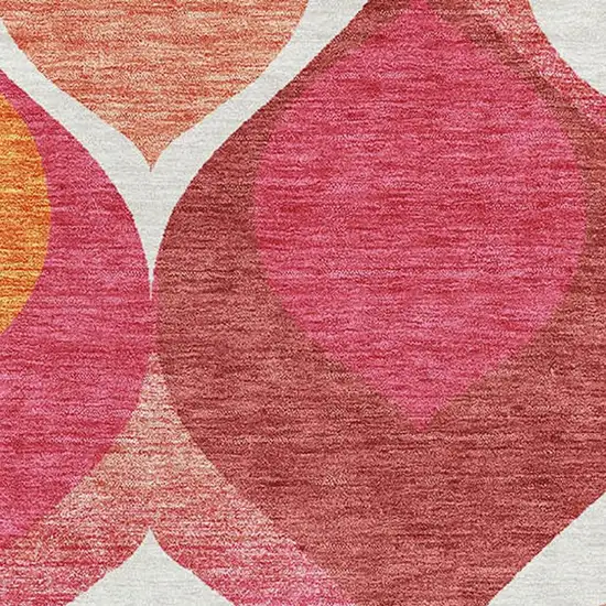 Pink Orange And Ivory Ogee Washable Area Rug With UV Protection Photo 3