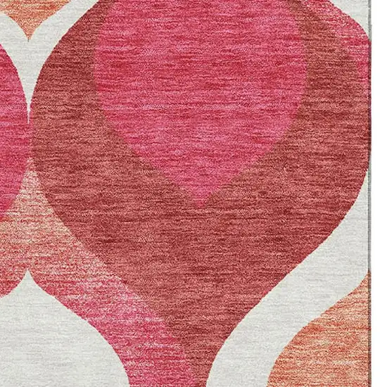 Pink Orange And Ivory Ogee Washable Area Rug With UV Protection Photo 3