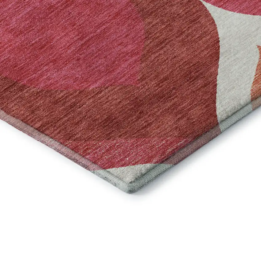 Pink Orange And Ivory Ogee Washable Area Rug With UV Protection Photo 8
