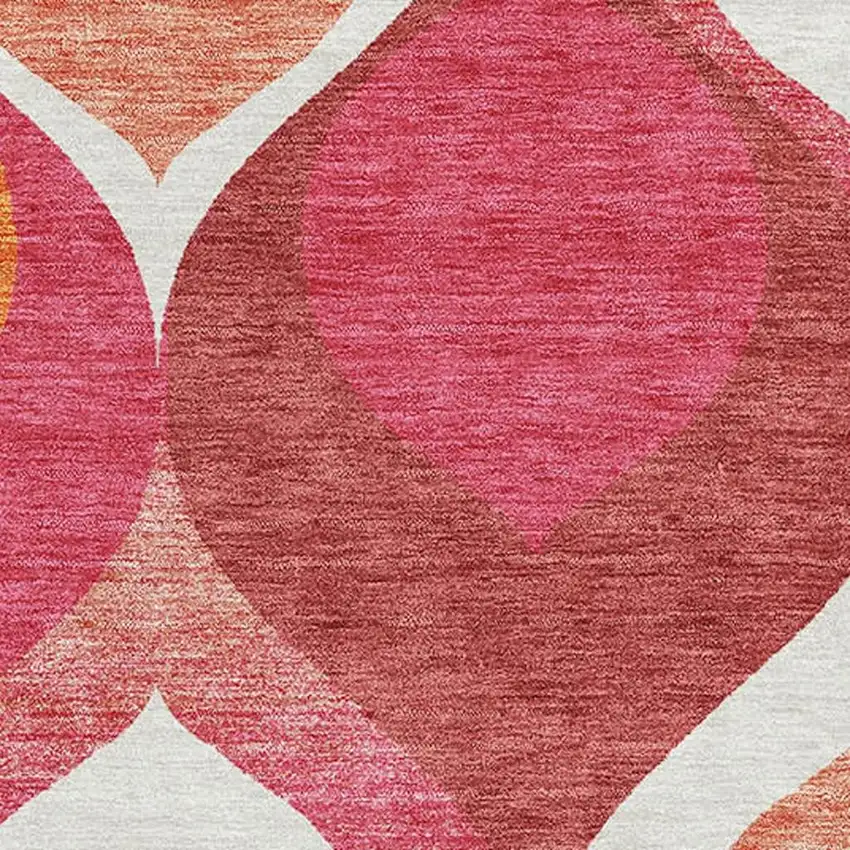 Pink Orange And Ivory Ogee Washable Area Rug With UV Protection Photo 3