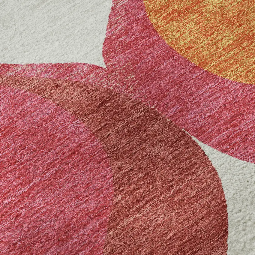 Pink Orange And Ivory Ogee Washable Area Rug With UV Protection Photo 9