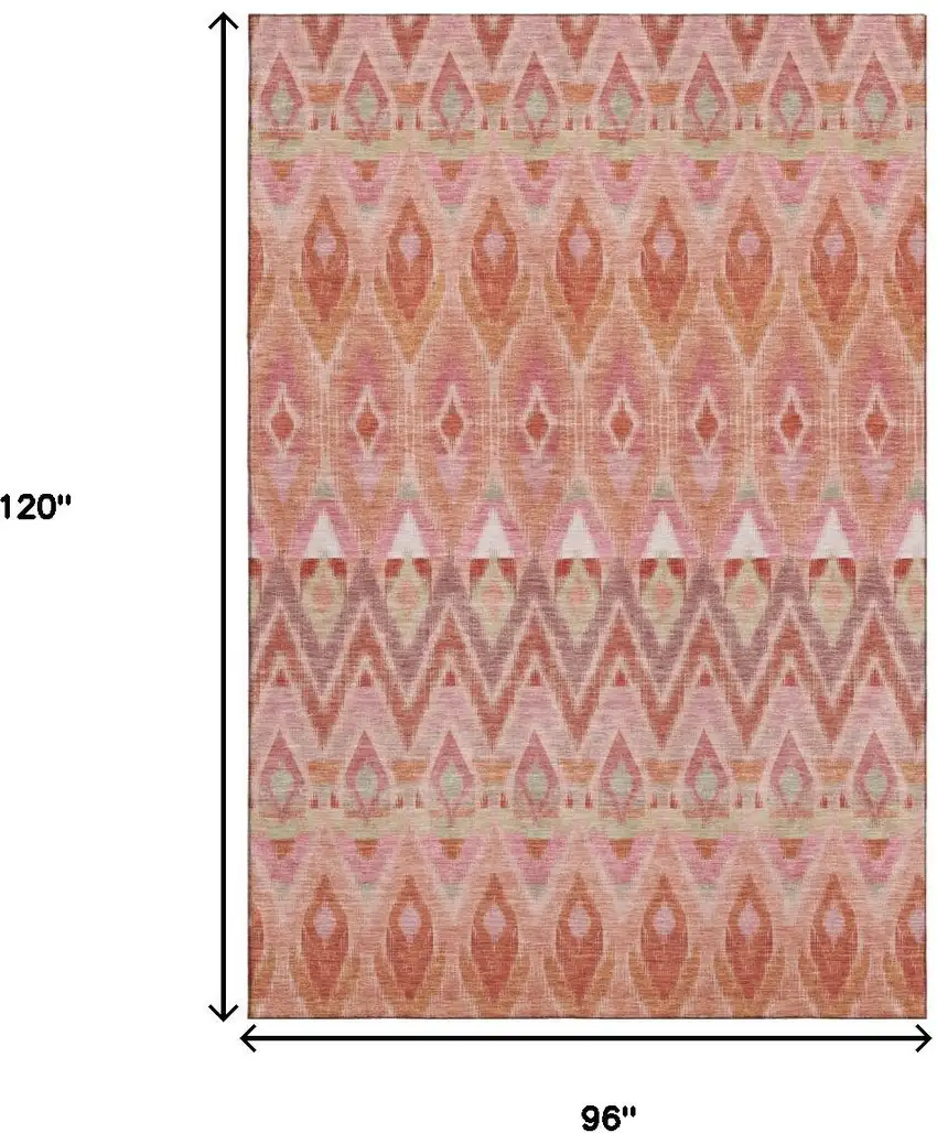 Pink Orange And Mint Green Southwestern Washable Area Rug With UV Protection Photo 9