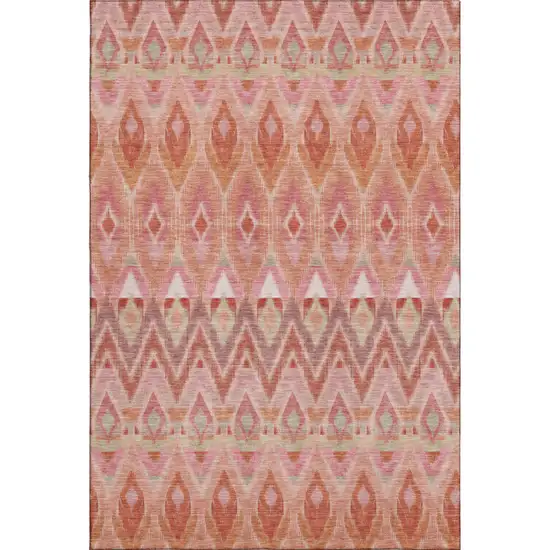 Pink Orange And Mint Green Southwestern Washable Area Rug With UV Protection Photo 1