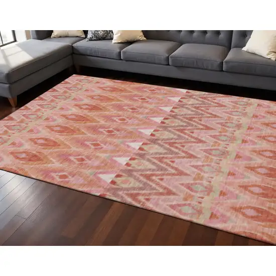 Pink Orange And Mint Green Southwestern Washable Area Rug With UV Protection Photo 2