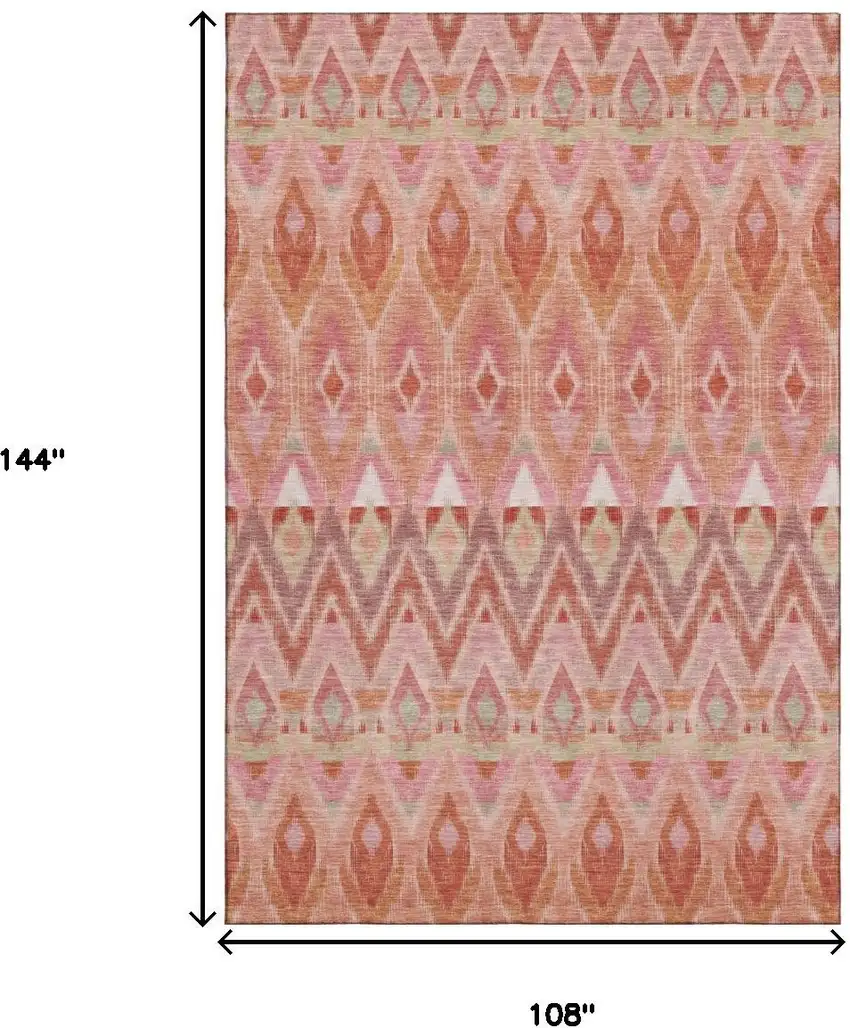 Pink Orange And Mint Green Southwestern Washable Area Rug With UV Protection Photo 9