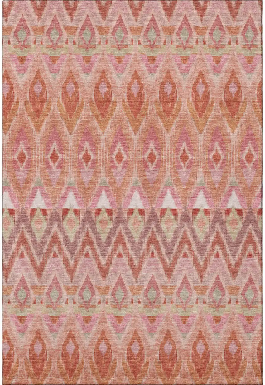 Pink Orange And Mint Green Southwestern Washable Area Rug With UV Protection Photo 3
