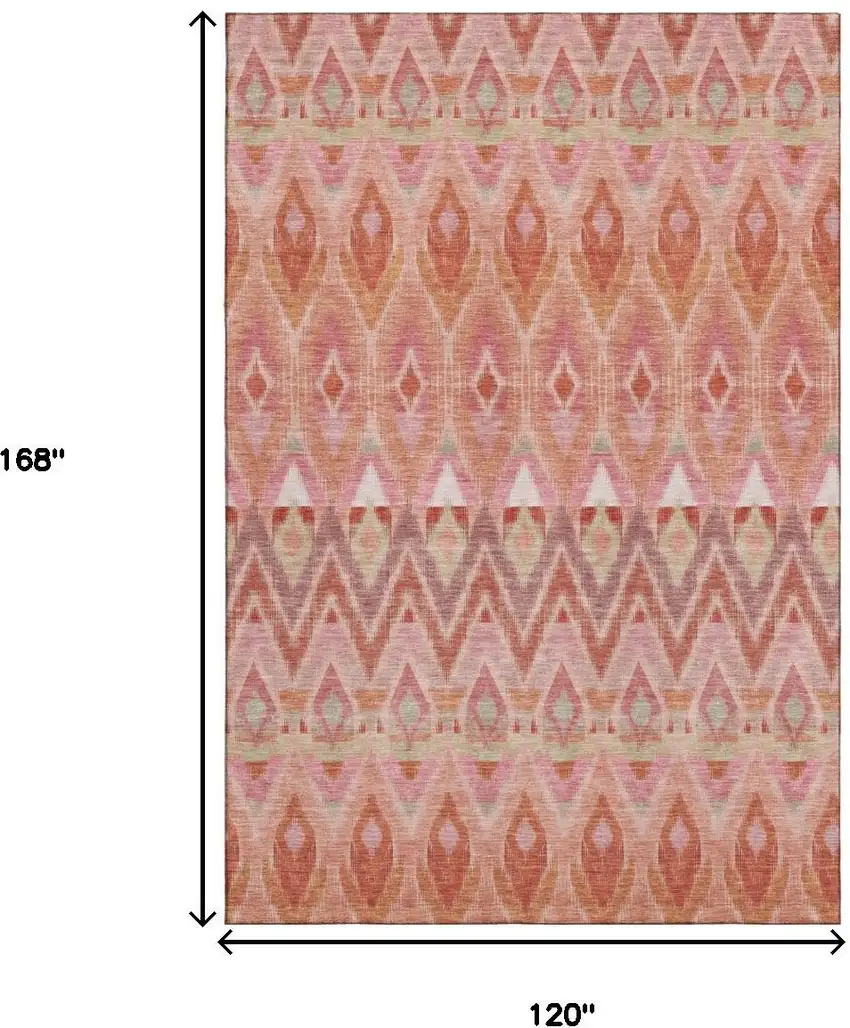 Pink Orange And Mint Green Southwestern Washable Area Rug With UV Protection Photo 3