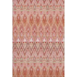Photo of Pink Orange And Mint Green Southwestern Washable Area Rug With UV Protection