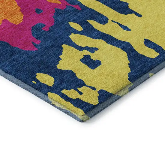 Pink Orange Blue And Lime Green Abstract Washable Area Rug With UV Protection Photo 6