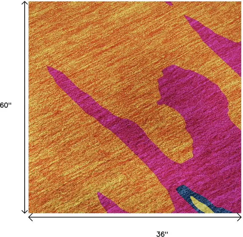 Pink Orange Blue And Lime Green Abstract Washable Area Rug With UV Protection Photo 8