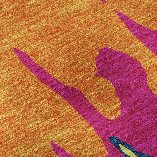 Pink Orange Blue And Lime Green Abstract Washable Area Rug With UV Protection Photo 1