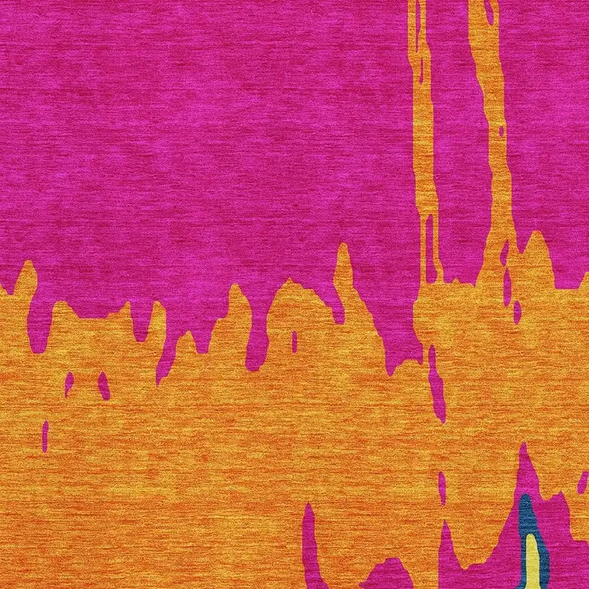 Pink Orange Blue And Lime Green Abstract Washable Area Rug With UV Protection Photo 3
