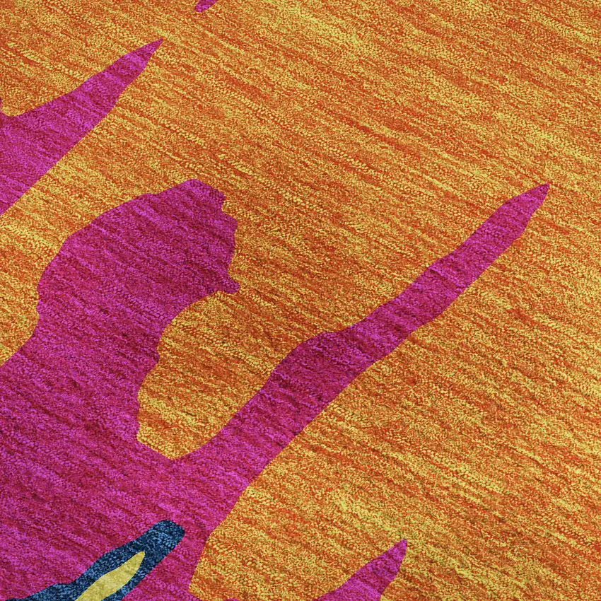 Pink Orange Blue And Lime Green Abstract Washable Area Rug With UV Protection Photo 2