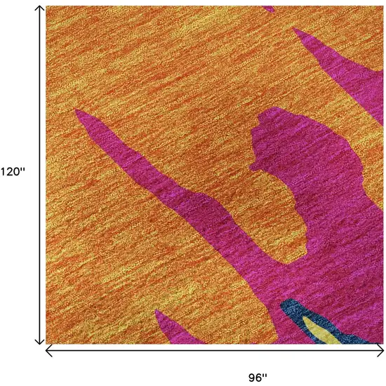 Pink Orange Blue And Lime Green Abstract Washable Area Rug With UV Protection Photo 9