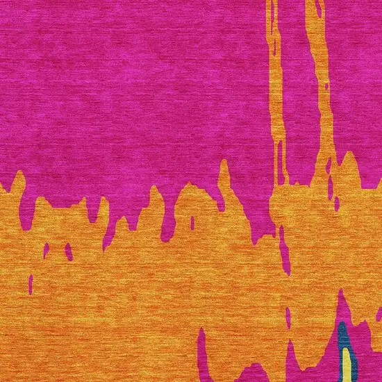 Pink Orange Blue And Lime Green Abstract Washable Area Rug With UV Protection Photo 3