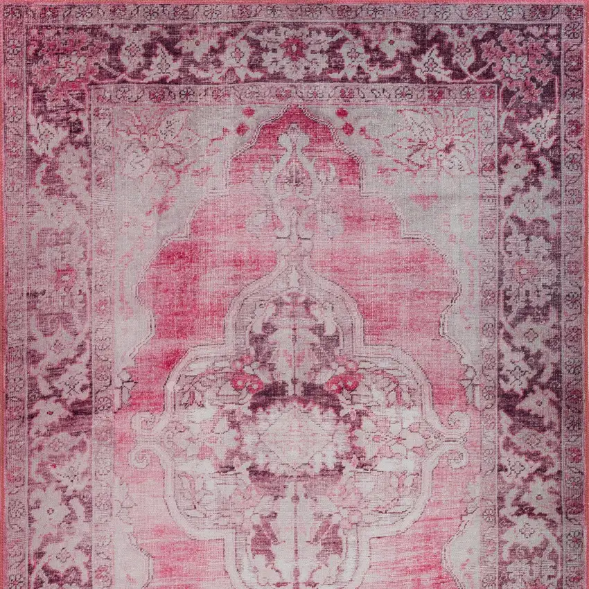 Pink Oriental Distressed Non Skid Area Rug Photo 5